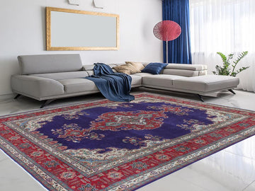 handmade Medallion, Traditional Tabriz Blue Red Hand Knotted RECTANGLE 100% WOOL area rug 10x13